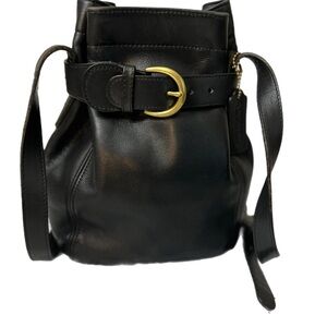 🇺🇸 Vintage Old COACH 4156 Crossbody Bucket Bag/Shoulder Bag Black Leather